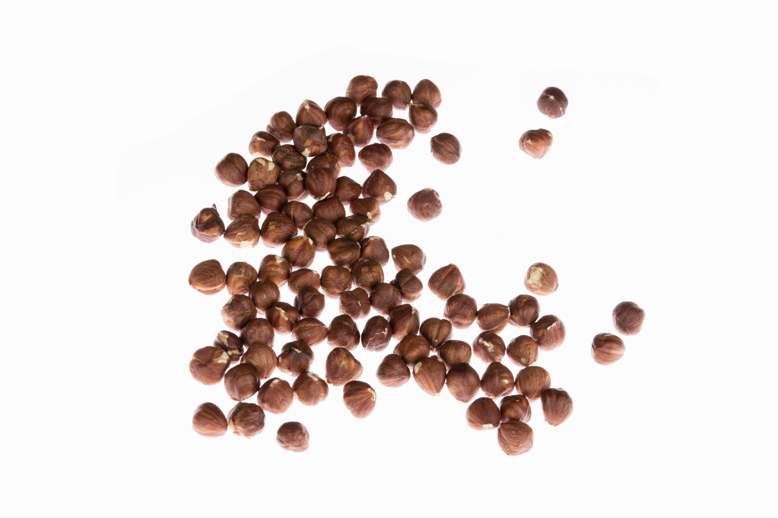 brown and white stones on white background